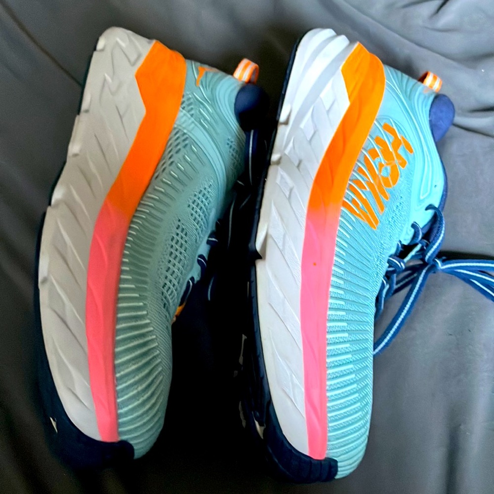 Hoka One One Bondi 7 Women’s 8 Wide Blue Athletic Running Stability Sneakers
